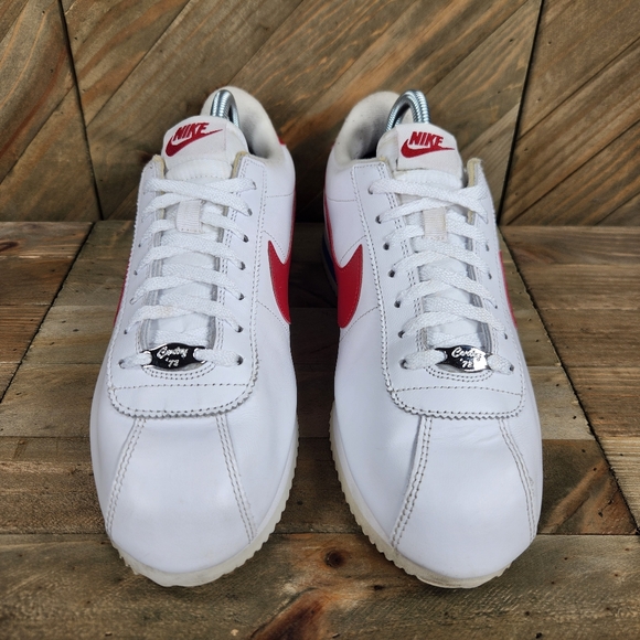 Nike Cortez Basic Leather Forrest Gump Mens Athletic Shoes Size 9 Red White Blue - Picture 3 of 9